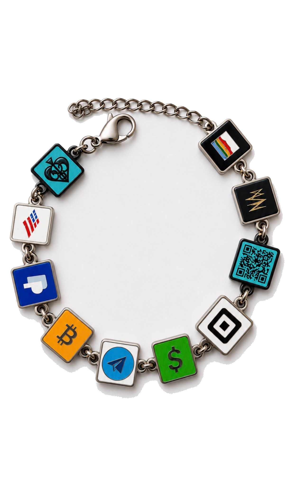 Spoof & Co. bracelet, ten squares on a stainless chain
